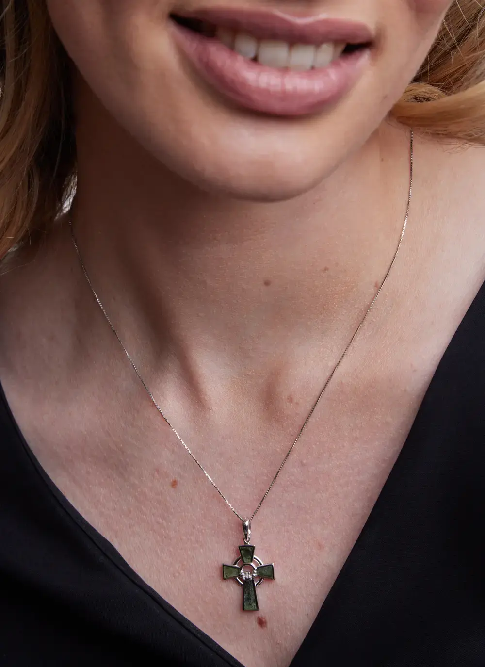 Sterling Silver Small Claddagh Connemara Cross Pendant