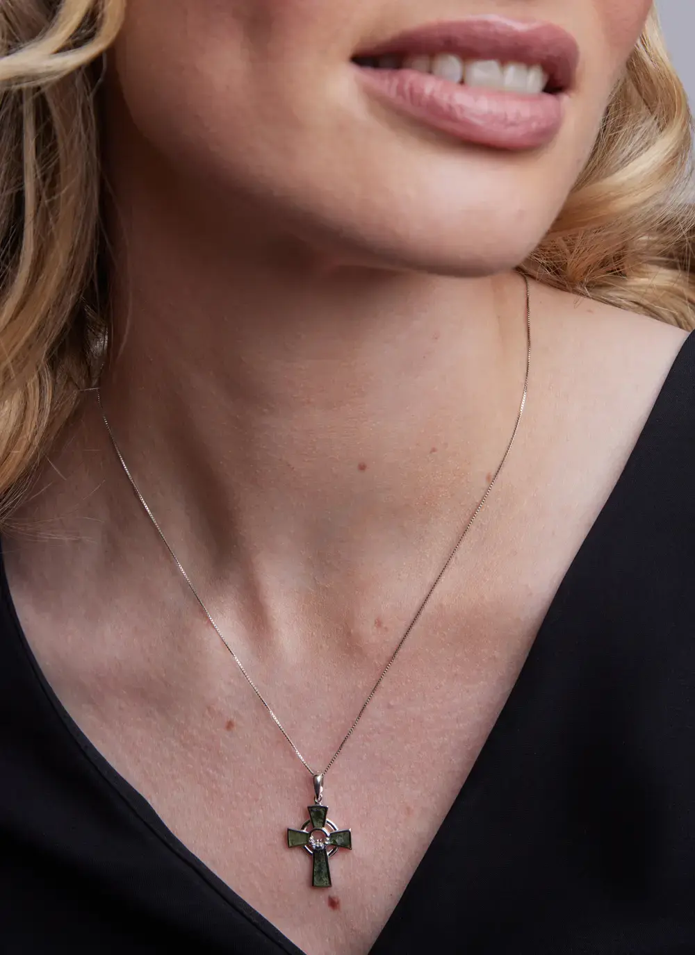 Sterling Silver Small Claddagh Connemara Cross Pendant