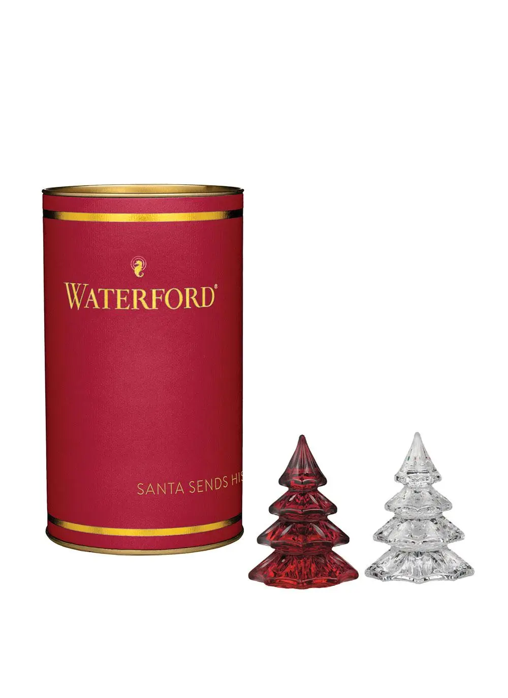 Waterford Crystal Mini Christmas Trees Red And Clear