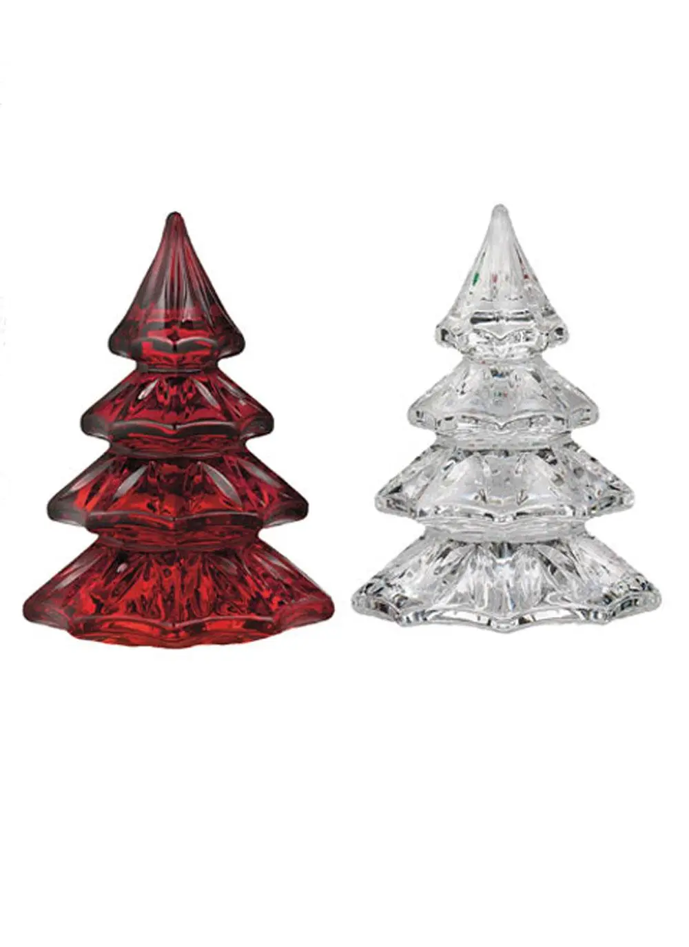 Waterford Crystal Mini Christmas Trees Red And Clear