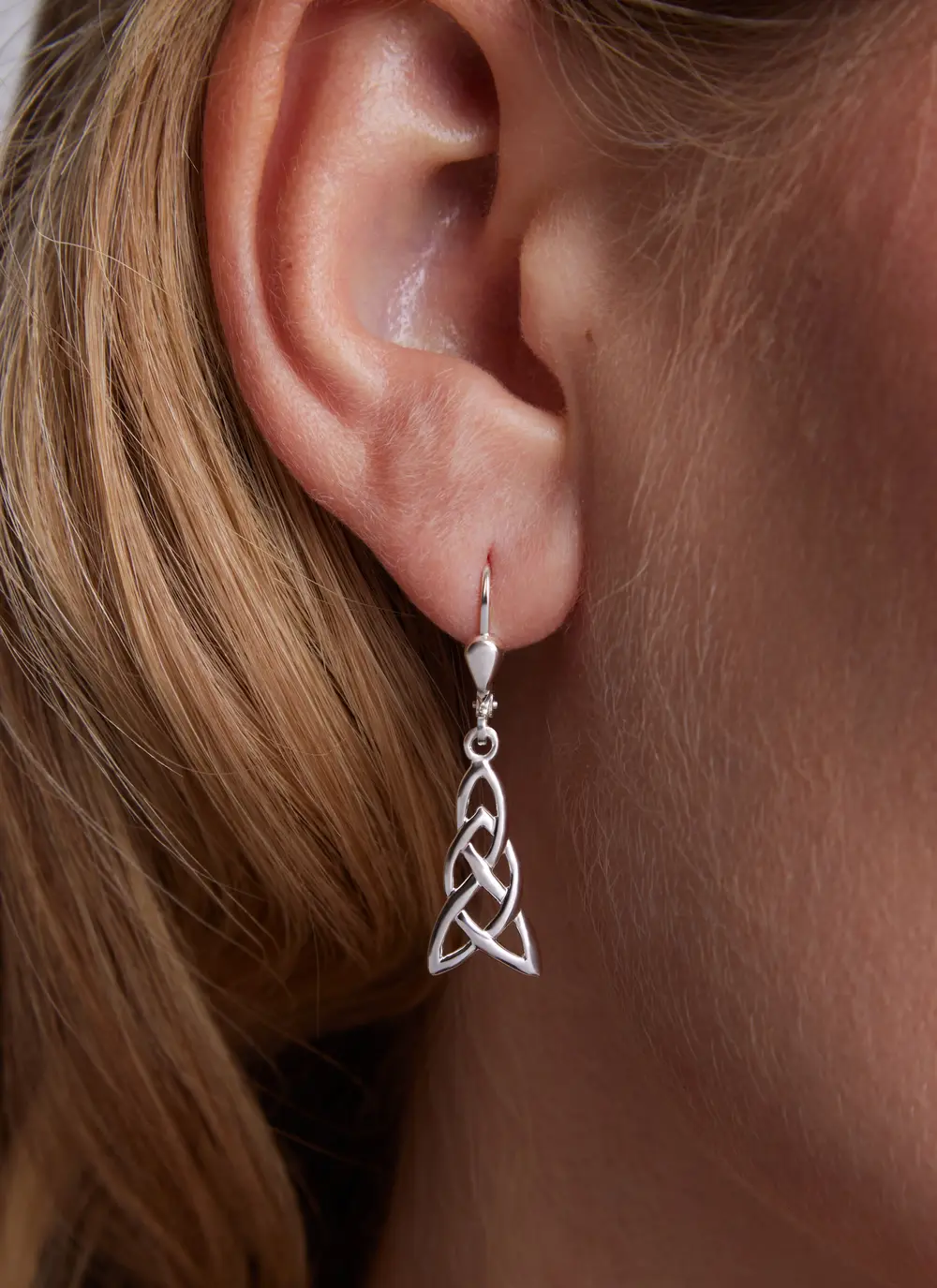 Sterling Silver Trinity Knot Drop Earrings