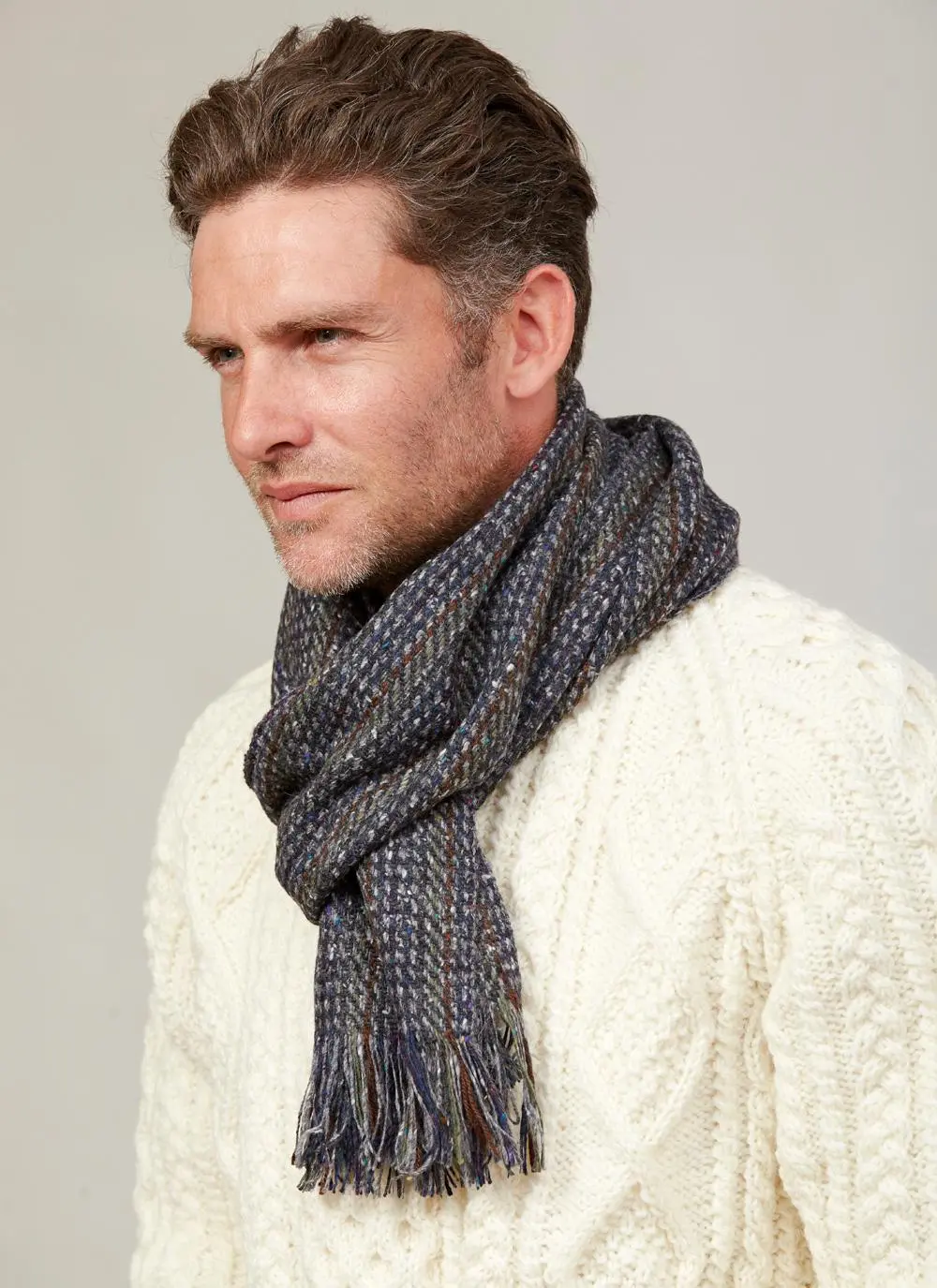 Mucros Wool Cashmere Donegal Tweed Scarf