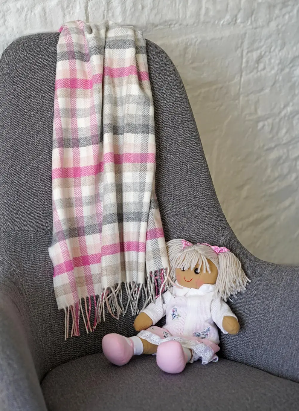 Pink Stripe Wool Cashmere Baby Wrap