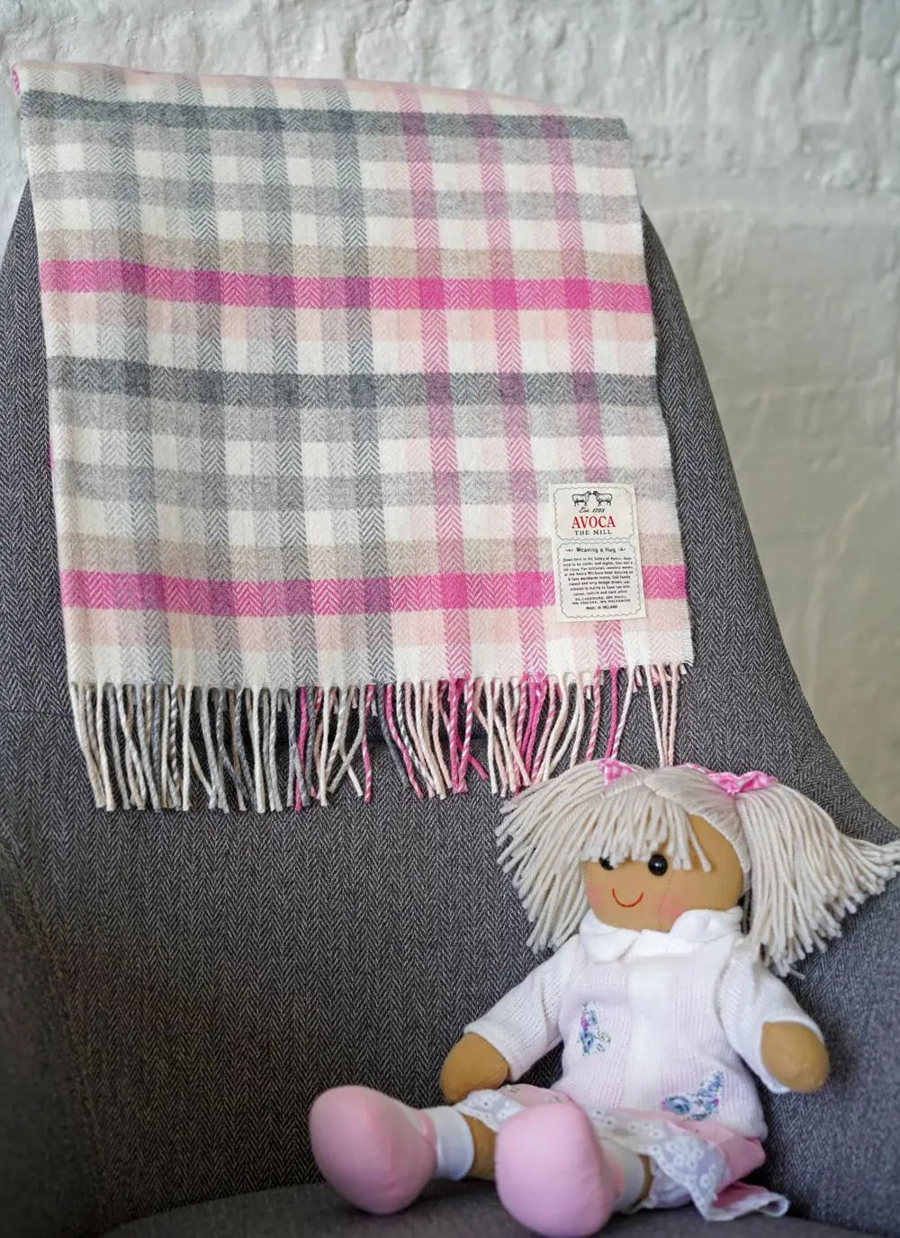 Pink Stripe Wool Cashmere Baby Wrap