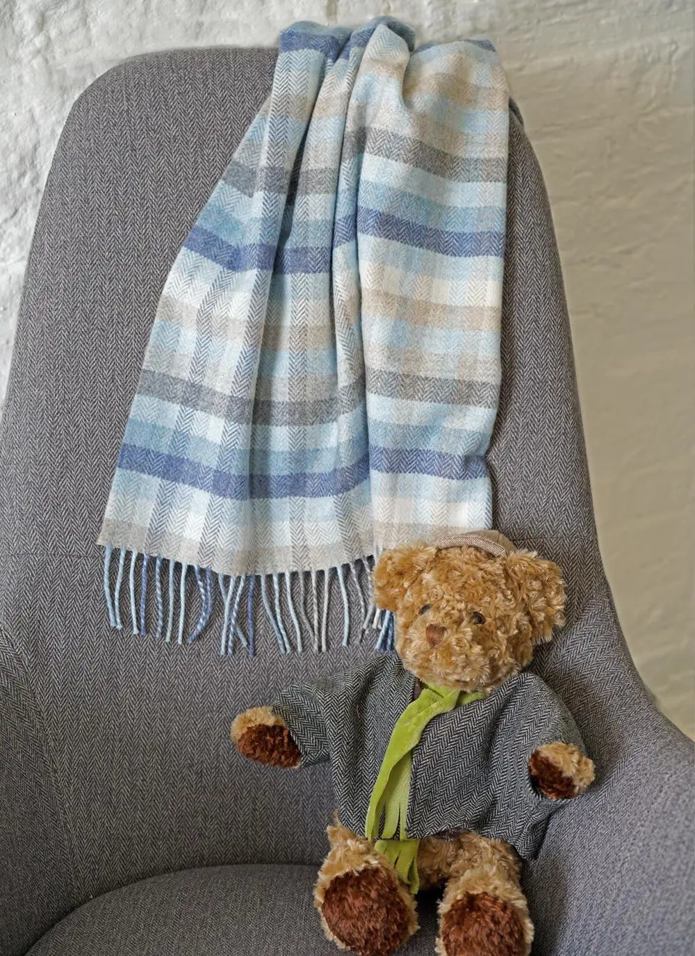 Blue Stripe Wool Cashmere Baby Wrap