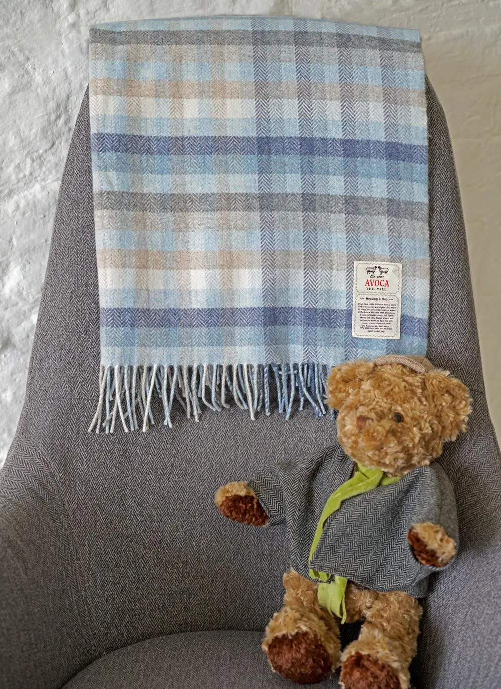 Blue Stripe Wool Cashmere Baby Wrap