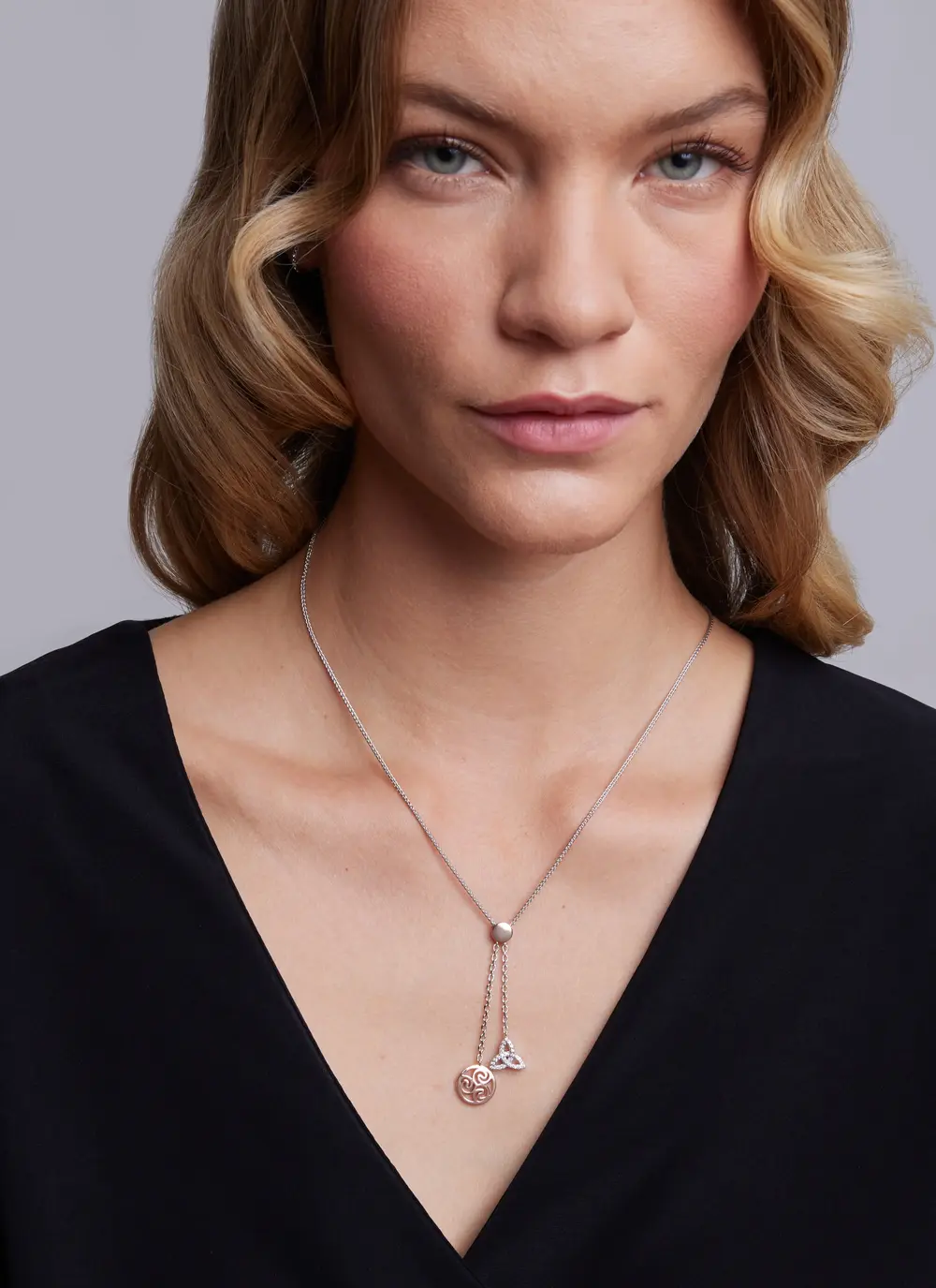 Triskele & Trinity Knot Two-Drop Pendant 