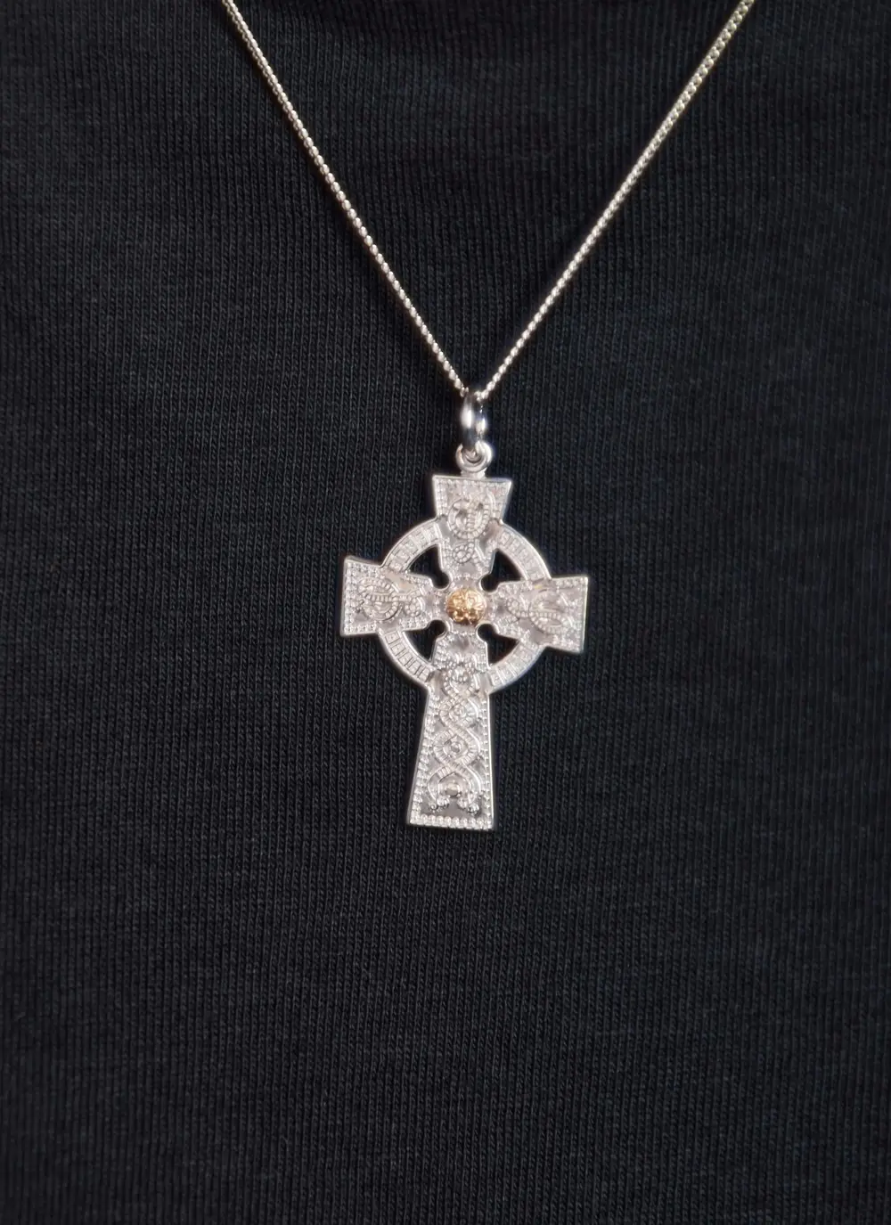 Gents' Sterling Silver & Rare Irish Gold Arda Celtic Cross