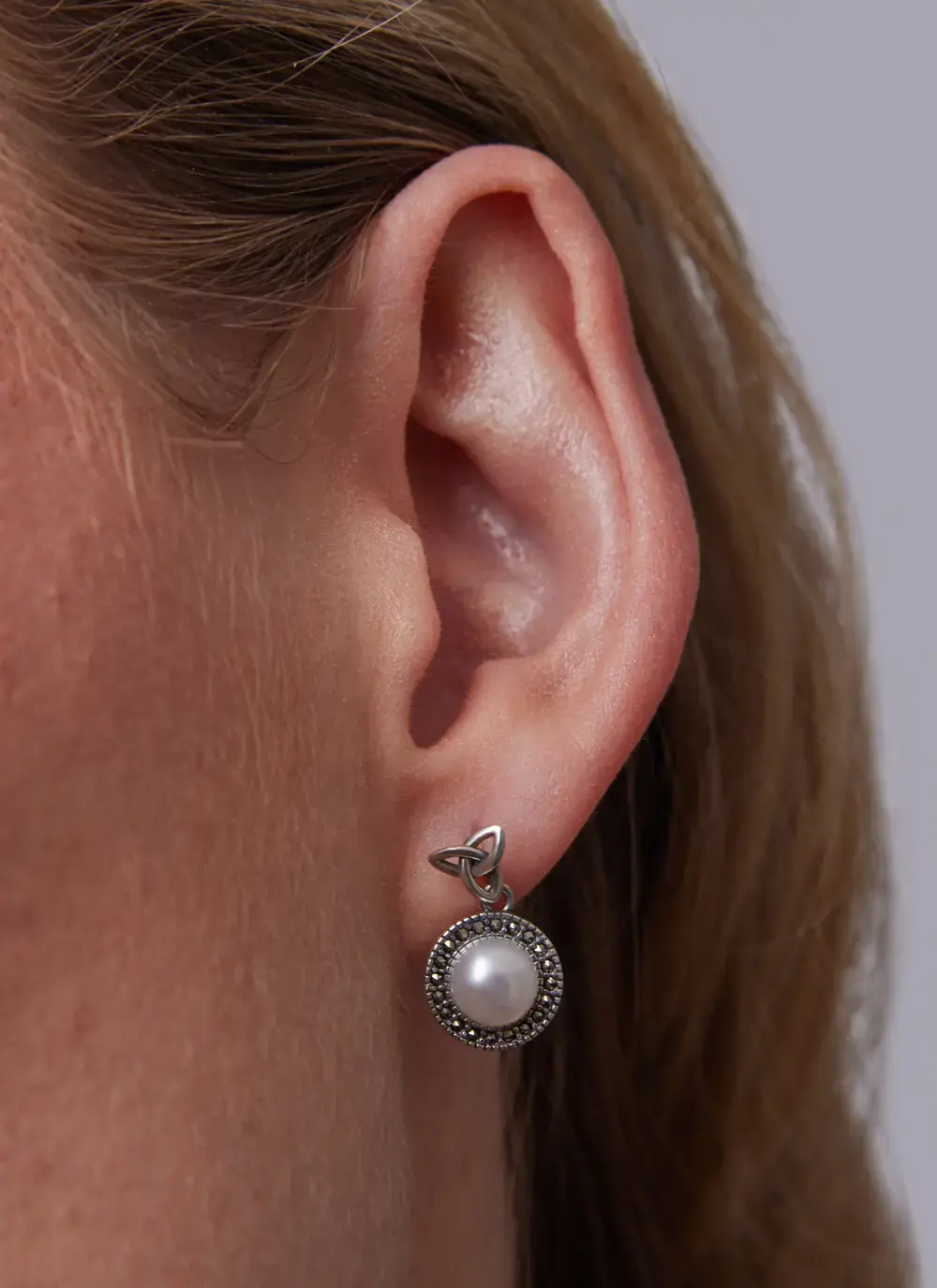 Sterling Silver Trinity Knot Marcasite 