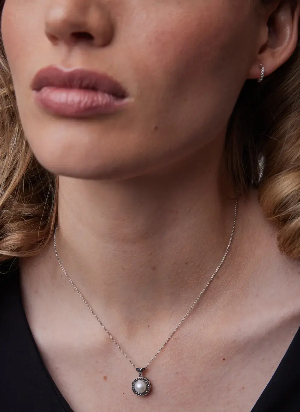 Trinity Knot Pearl Marcasite Pendant