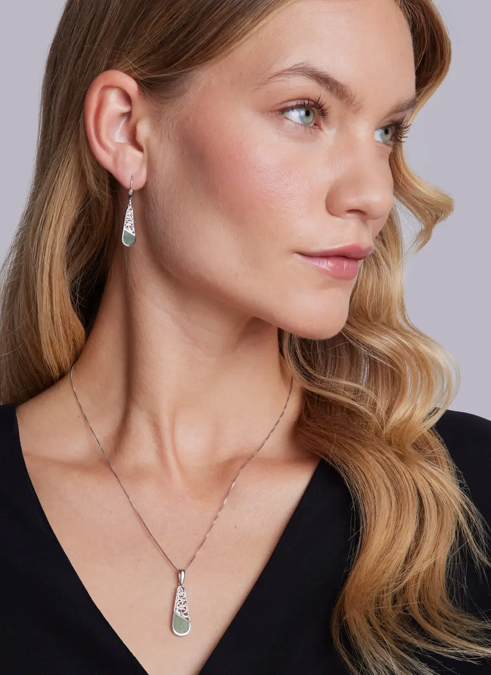 Sterling Silver Connemara Marble Trinity Knot Pendant