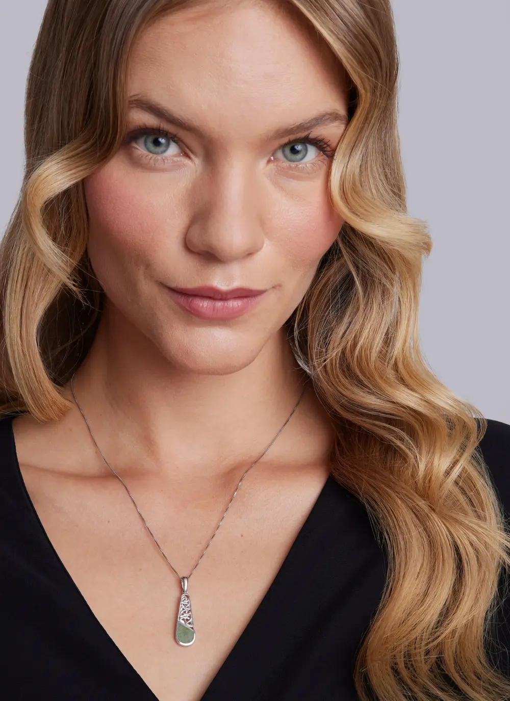 Sterling Silver Connemara Marble Trinity Knot Pendant