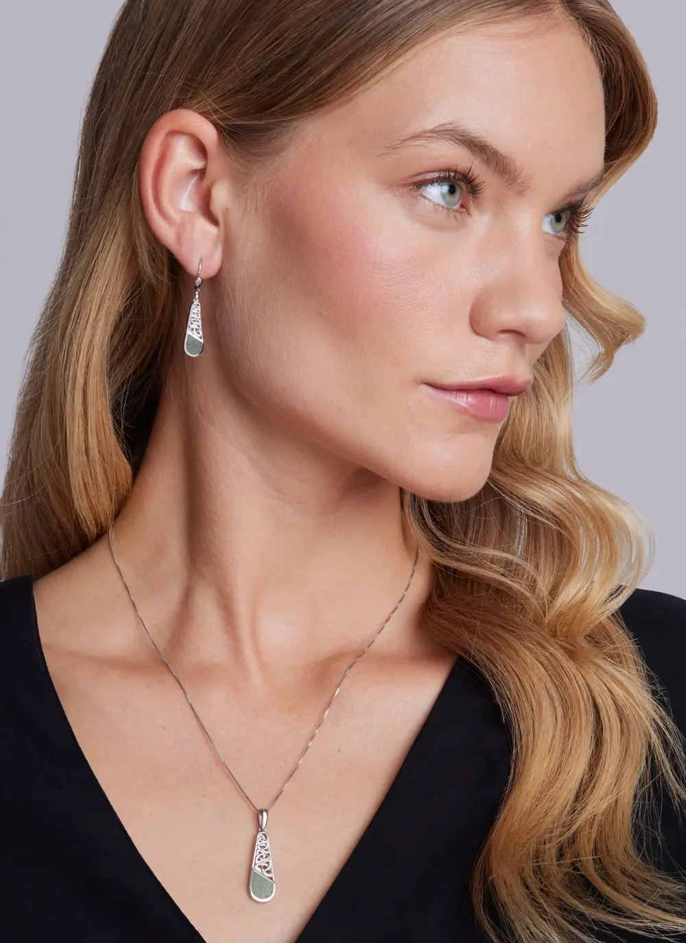 Sterling Silver Connemara Marble Trinity Knot Earrings