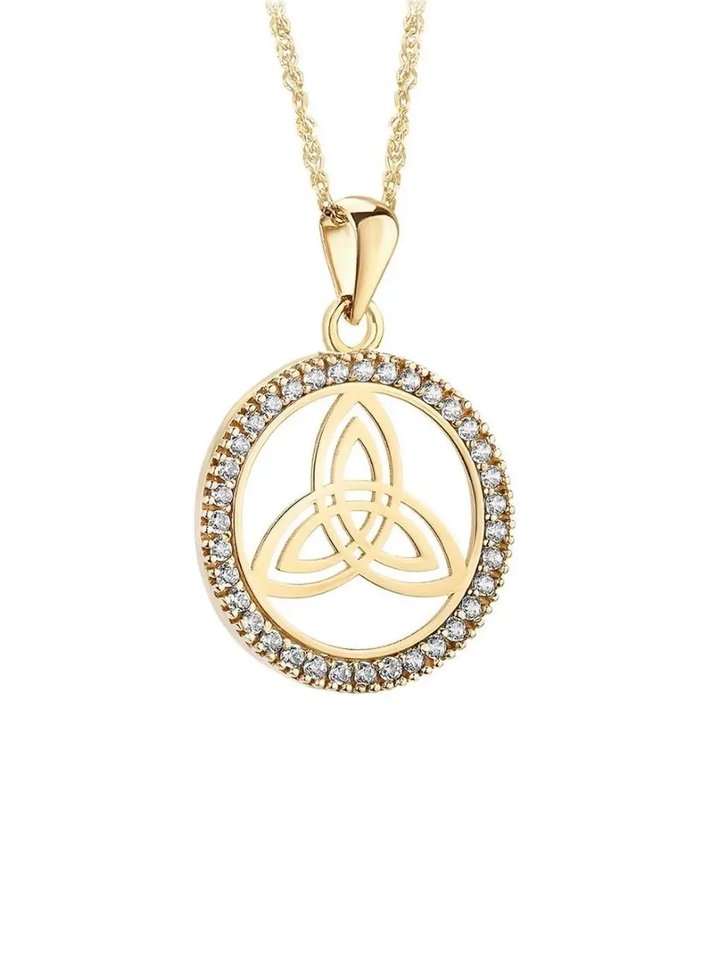 9ct Gold Round Trinity Knot Pendant with Cubic Zirconia