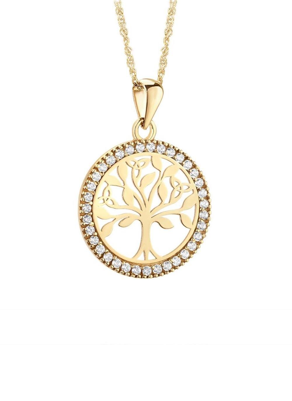 9K Gold Round Tree of Life Pendant with 