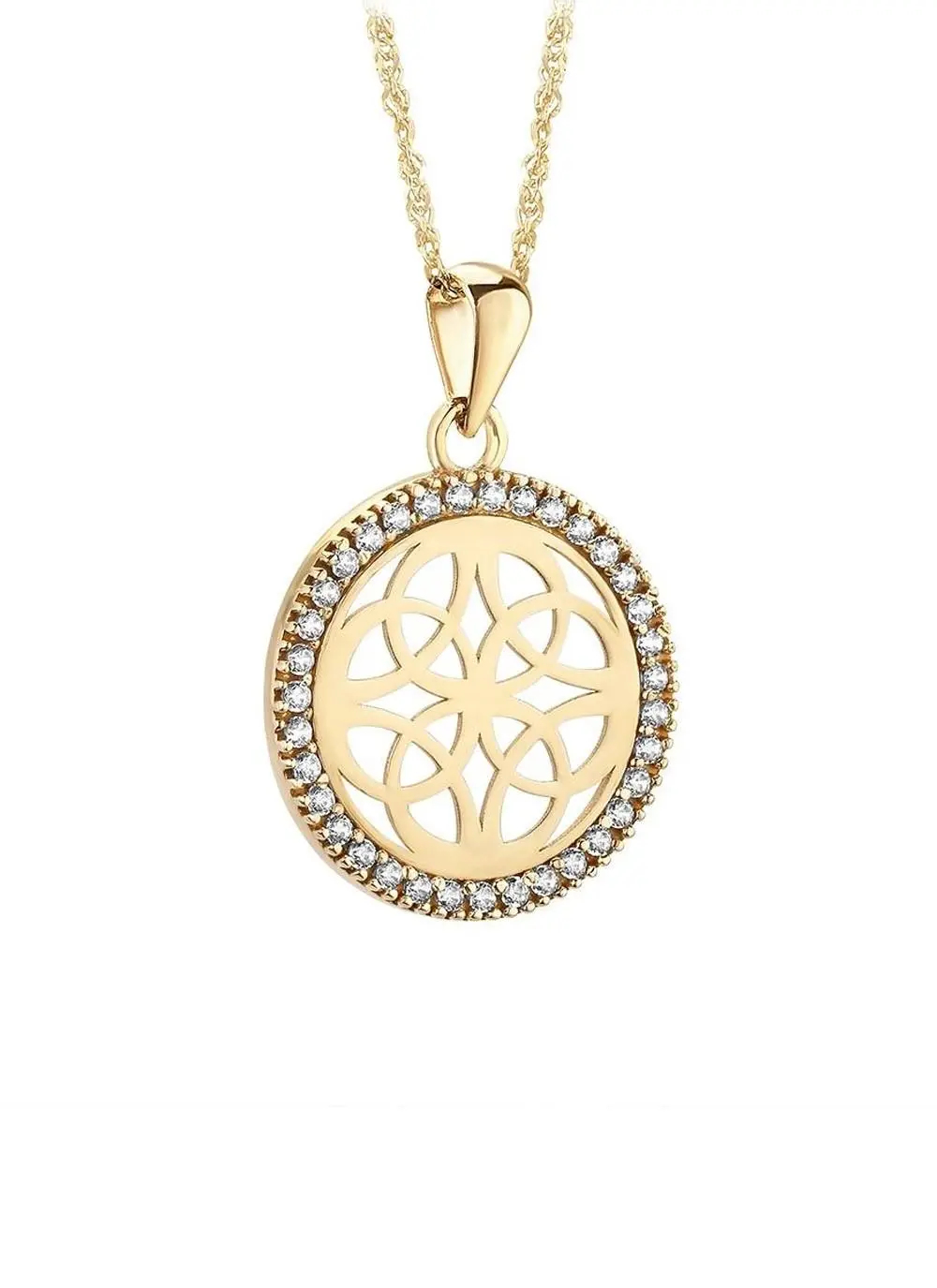 9K Gold Round Pendant with Four Trinity Knots