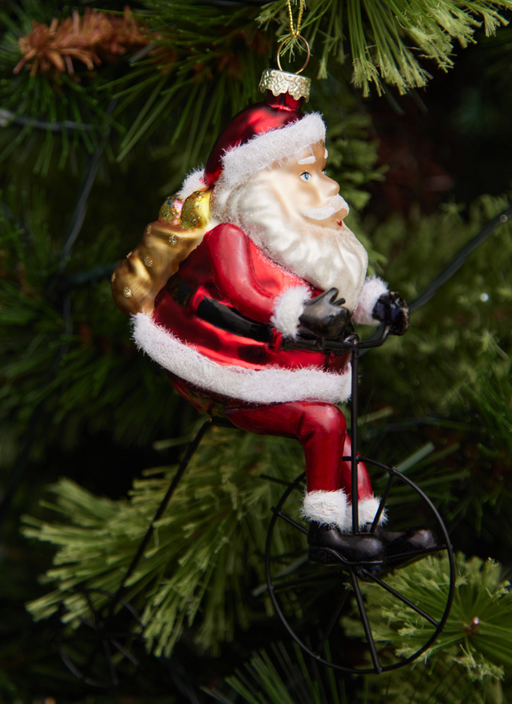 Cycling Santa Tree Decoration