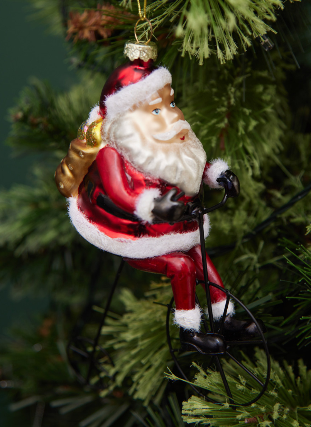 Cycling Santa Tree Decoration