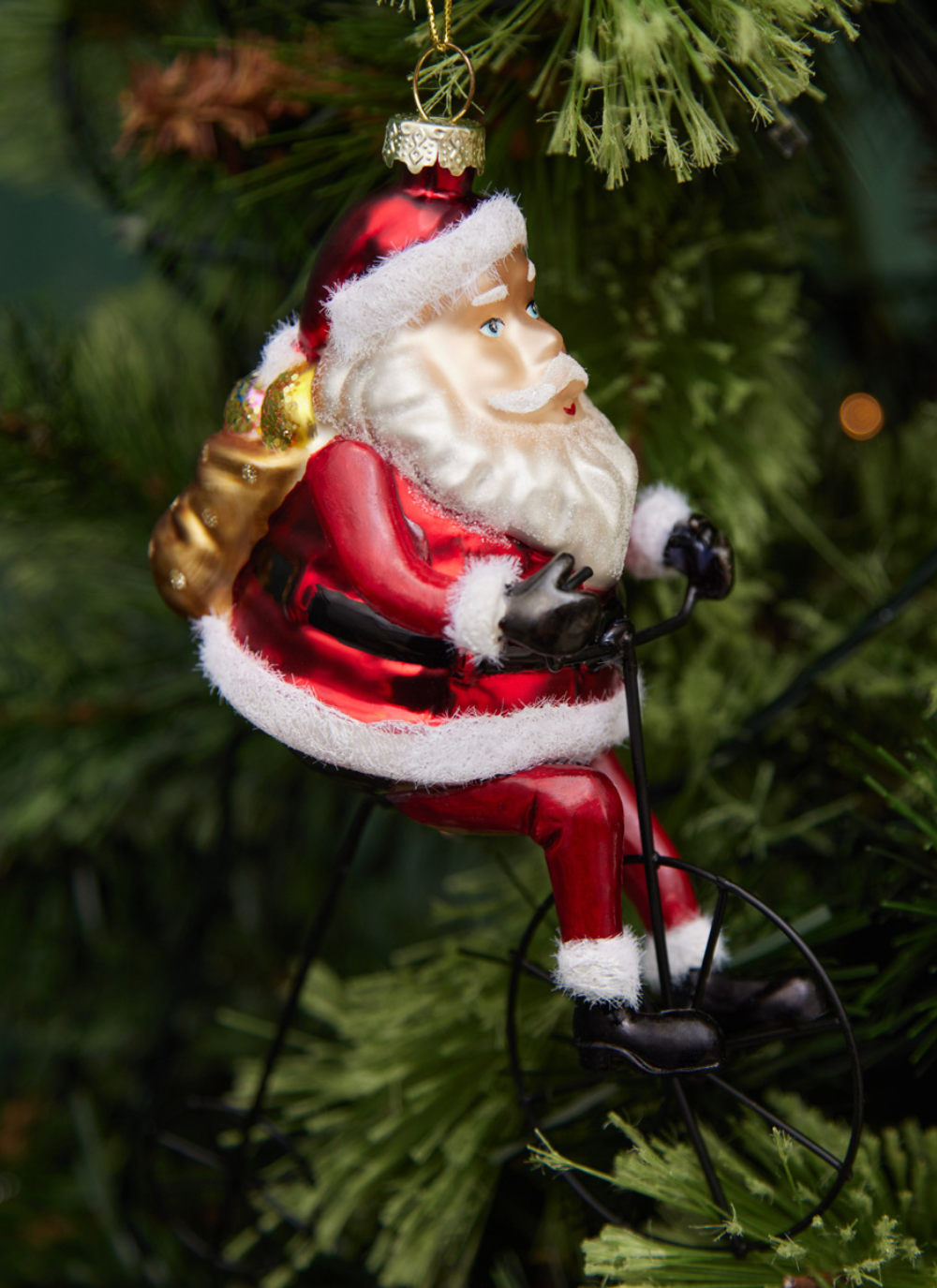 Cycling Santa Tree Decoration