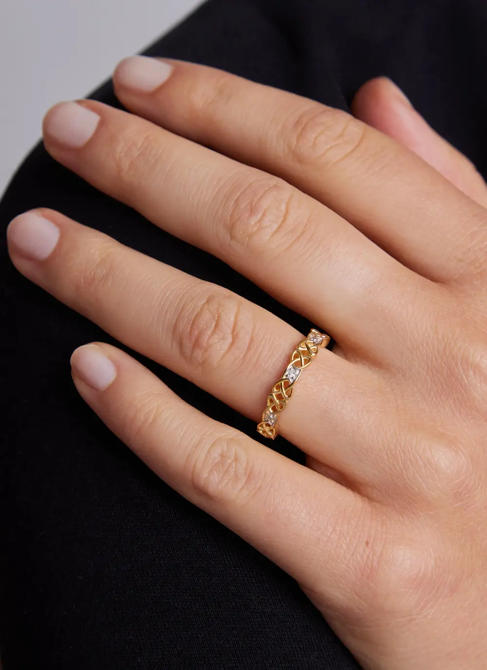 14ct Gold Vermeil Celtic Knot Ring with Diamond