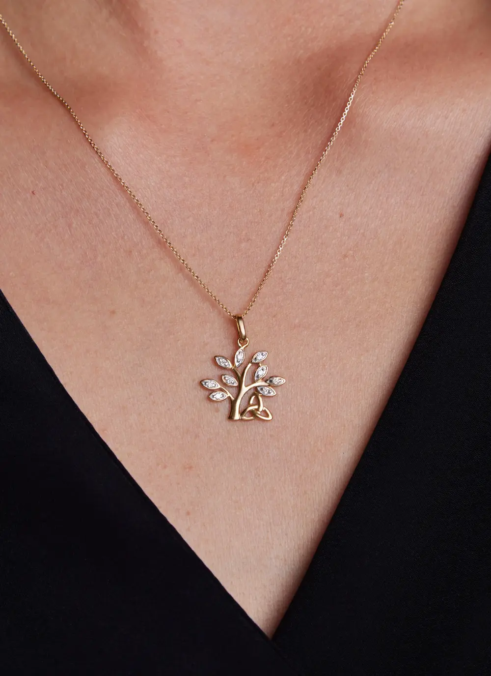 14ct Gold & Lab Diamond Tree of Life Pendant 