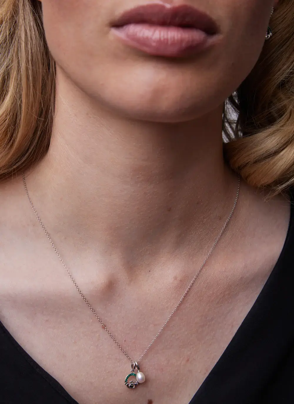Claddagh Pendant with Pearl