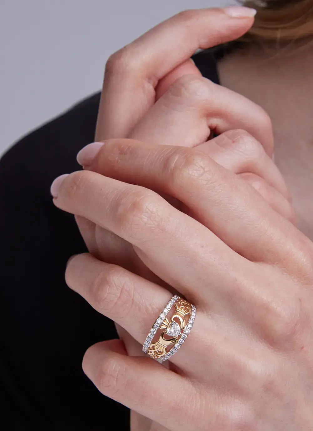 14K Claddagh Lab Diamond Dress Ring