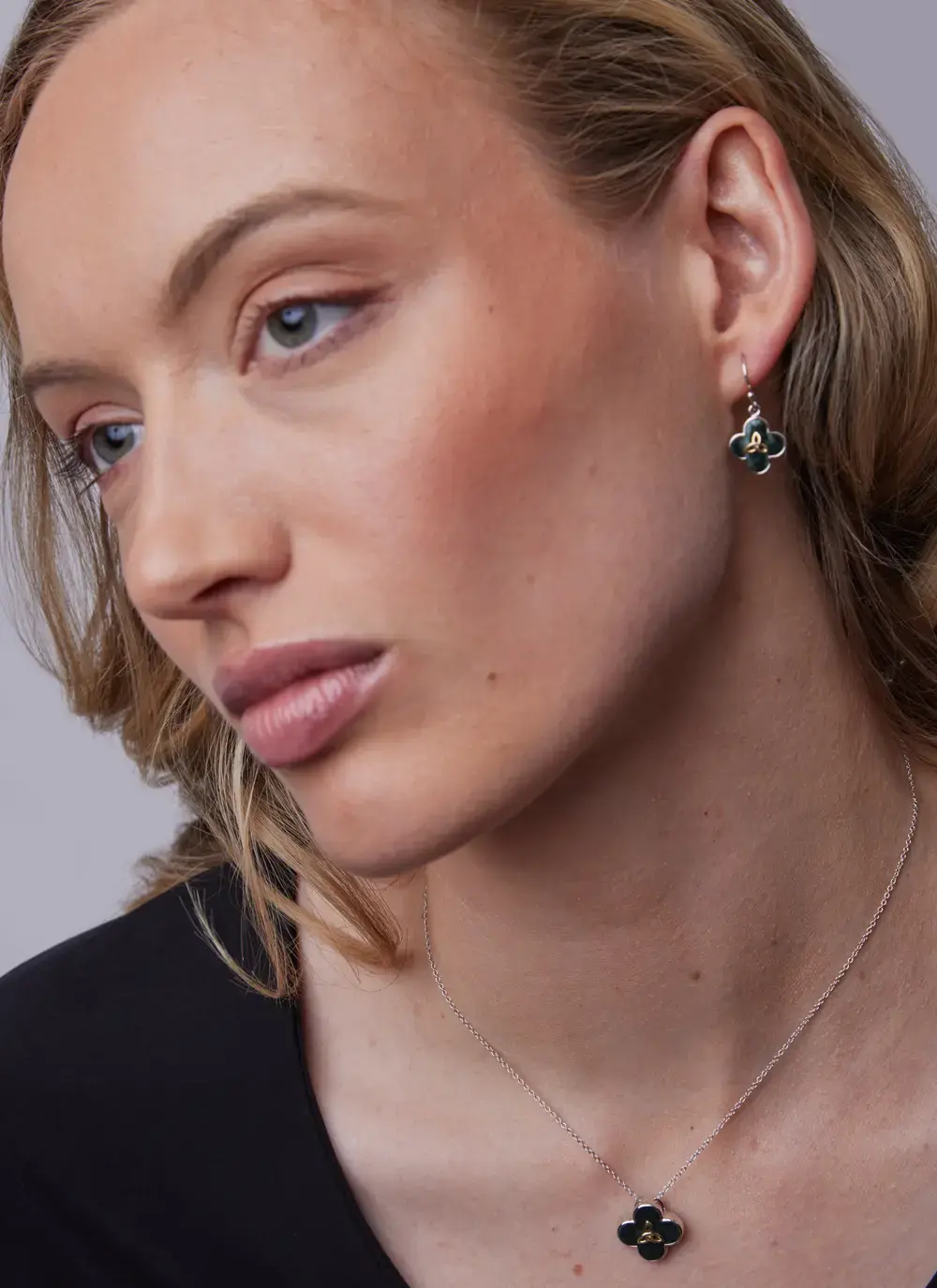 Trinity Marble Drop Earrings 