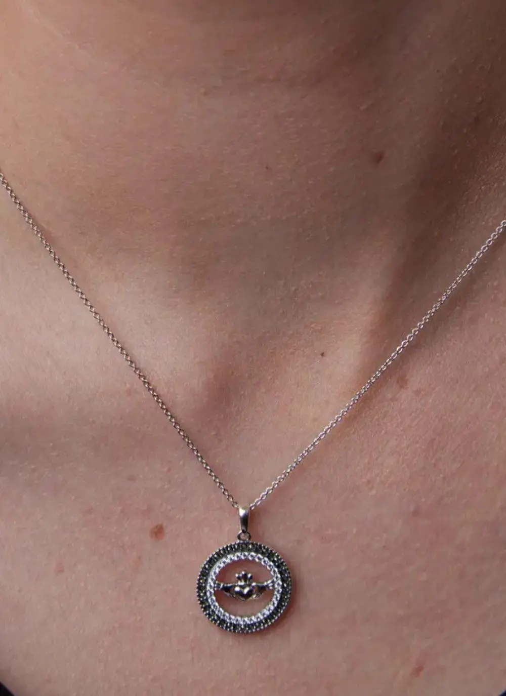 Claddagh Marcite Pendant with Cubic Zirconia