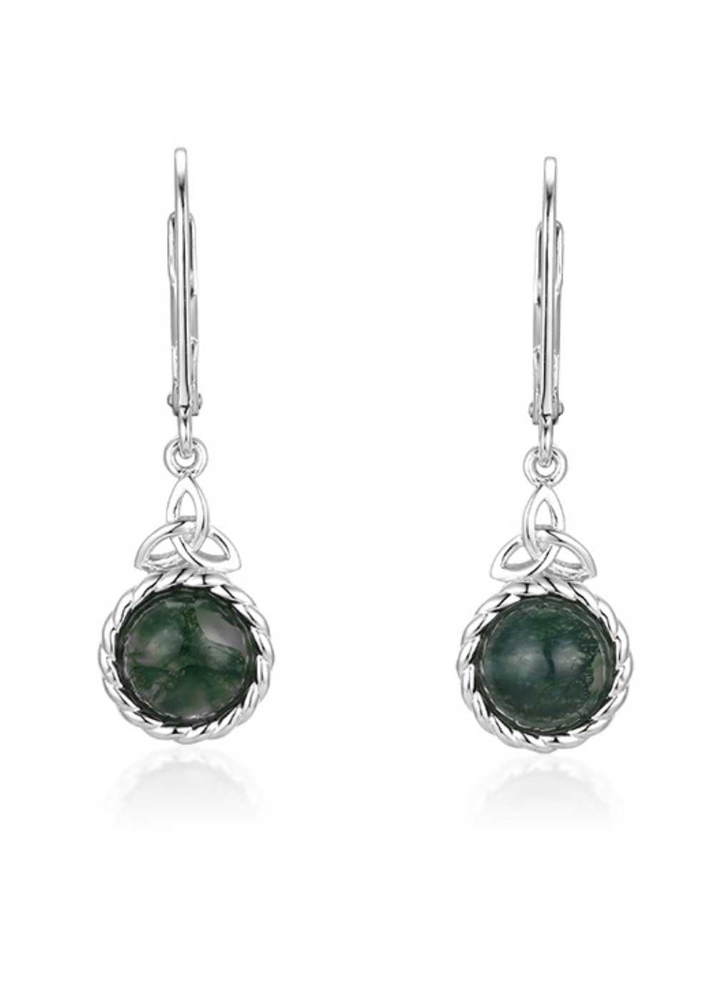 Trinity Earrings Moss Agate
