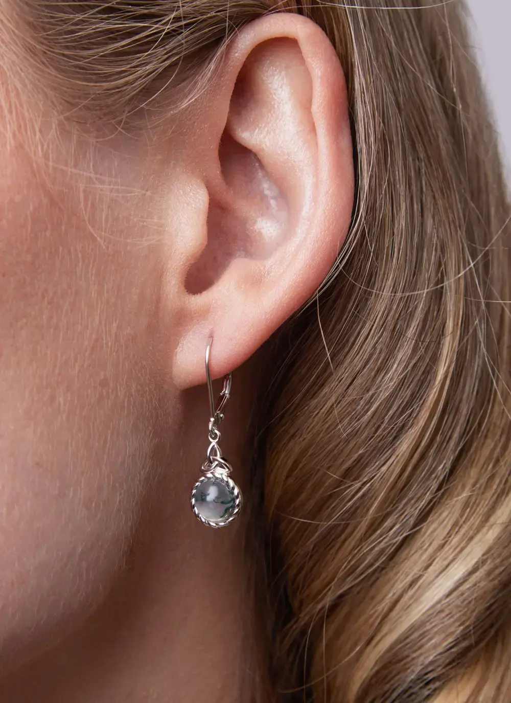 Trinity Earrings Moss Agate