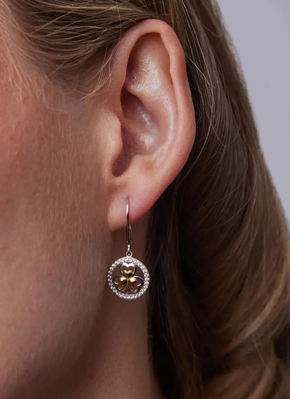 Shamrock Two Tone Drop Earring 