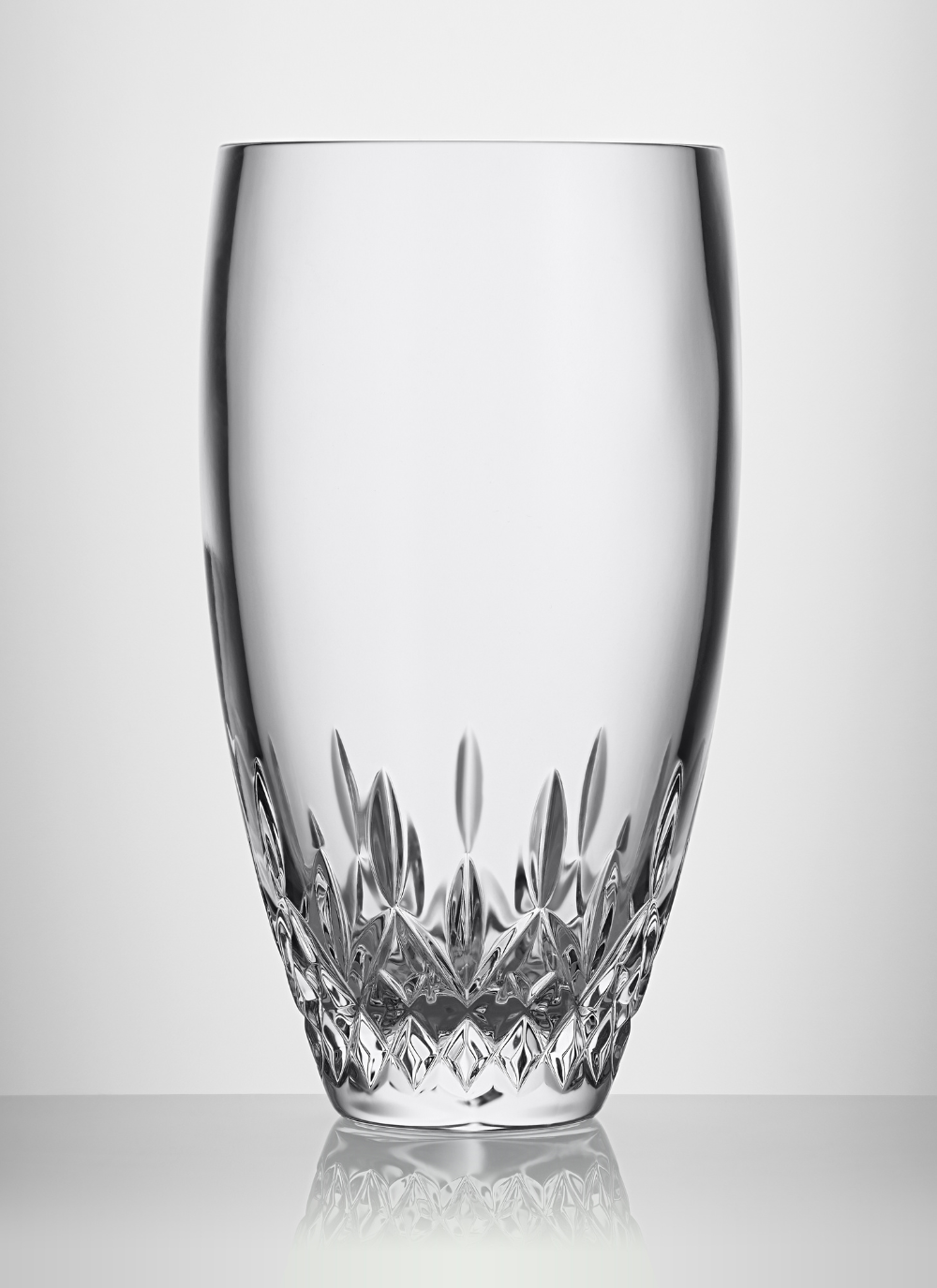 Waterford Crystal Lismore Essence Vase, 12 inch tall with a sleek shape and signature wedge cuts, perfect for floral displays or as a statement centerpiece