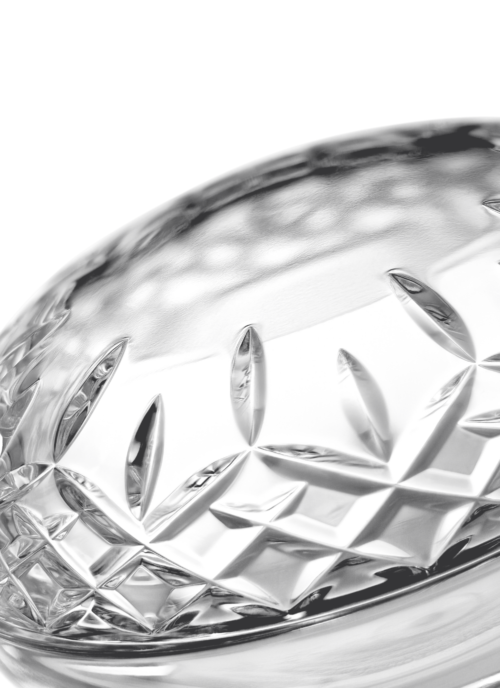 Waterford Crystal Lismore Essence Covered Bowl with clear cut crystal lid and smooth base, featuring signature wedge and diamond cuts, ideal for keepsakes or home décor