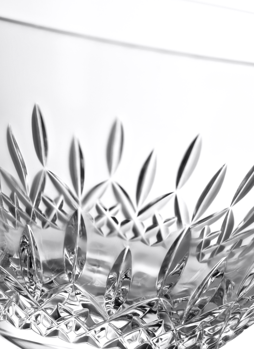 Waterford Crystal Lismore Essence Bowl, 8 inch clear crystal with rounded shape and signature wedge cuts, ideal for fruit, flowers, or display