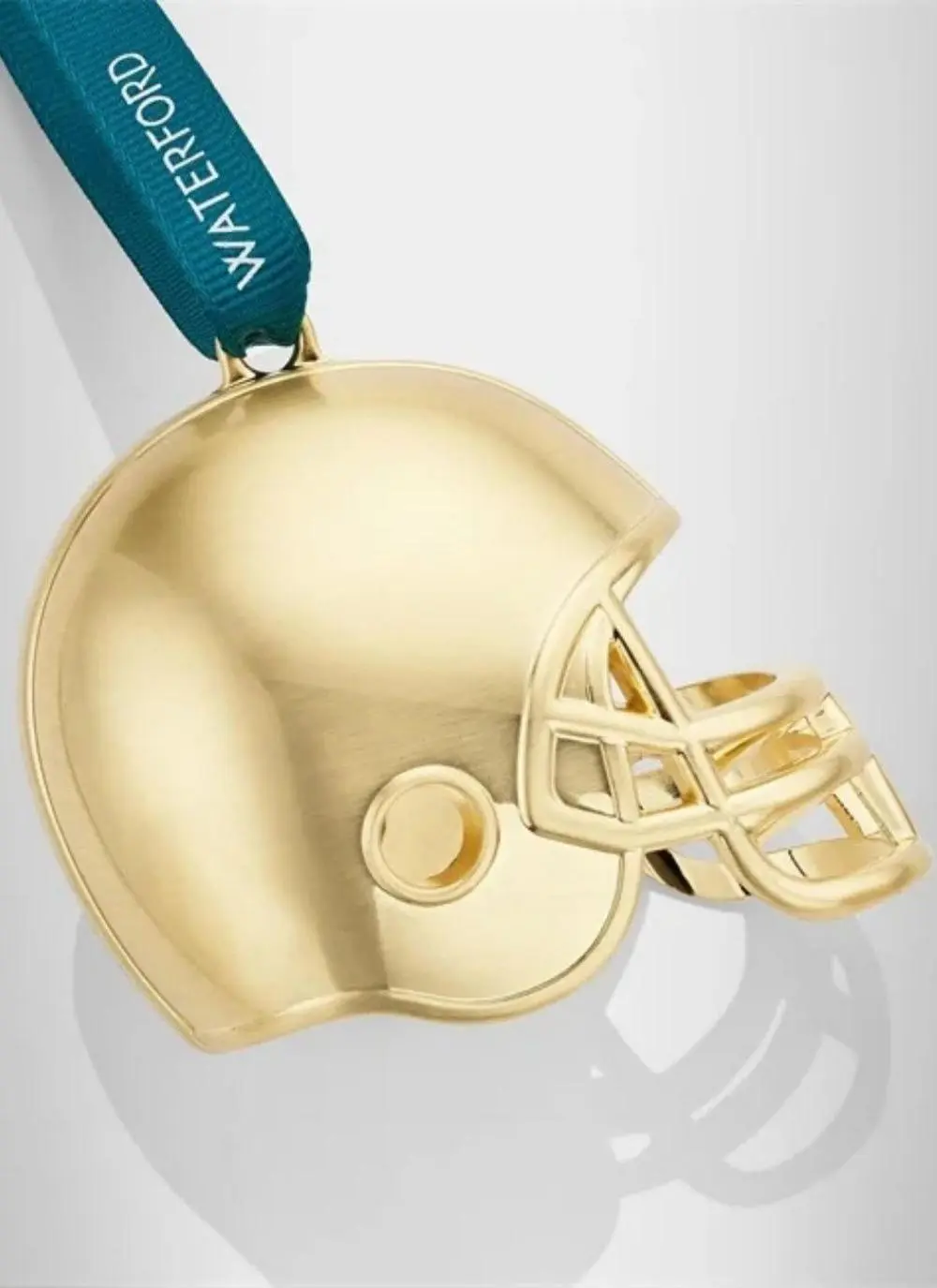 Waterford Crystal Football Helmet Golden Hanging Ornament – Collectible Christmas Accent
