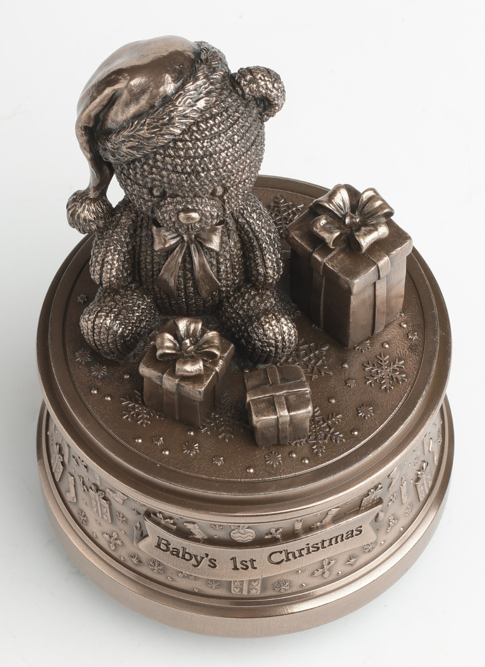 Baby's First Music Box Cast Bronze Festive Christmas Keepsake