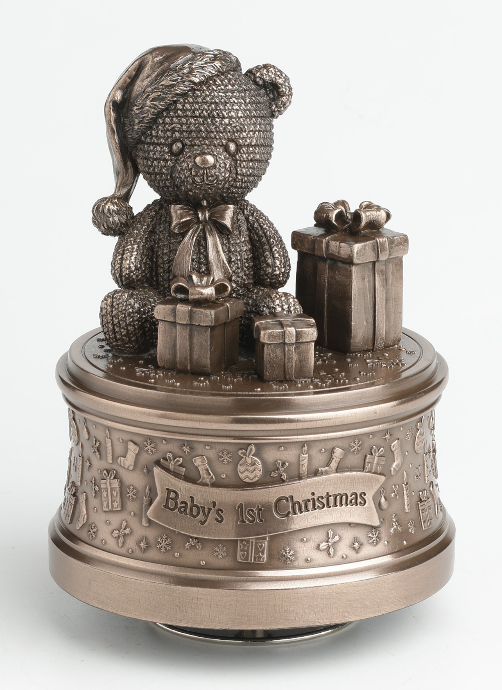 Baby's First Music Box Cast Bronze Festive Christmas Keepsake