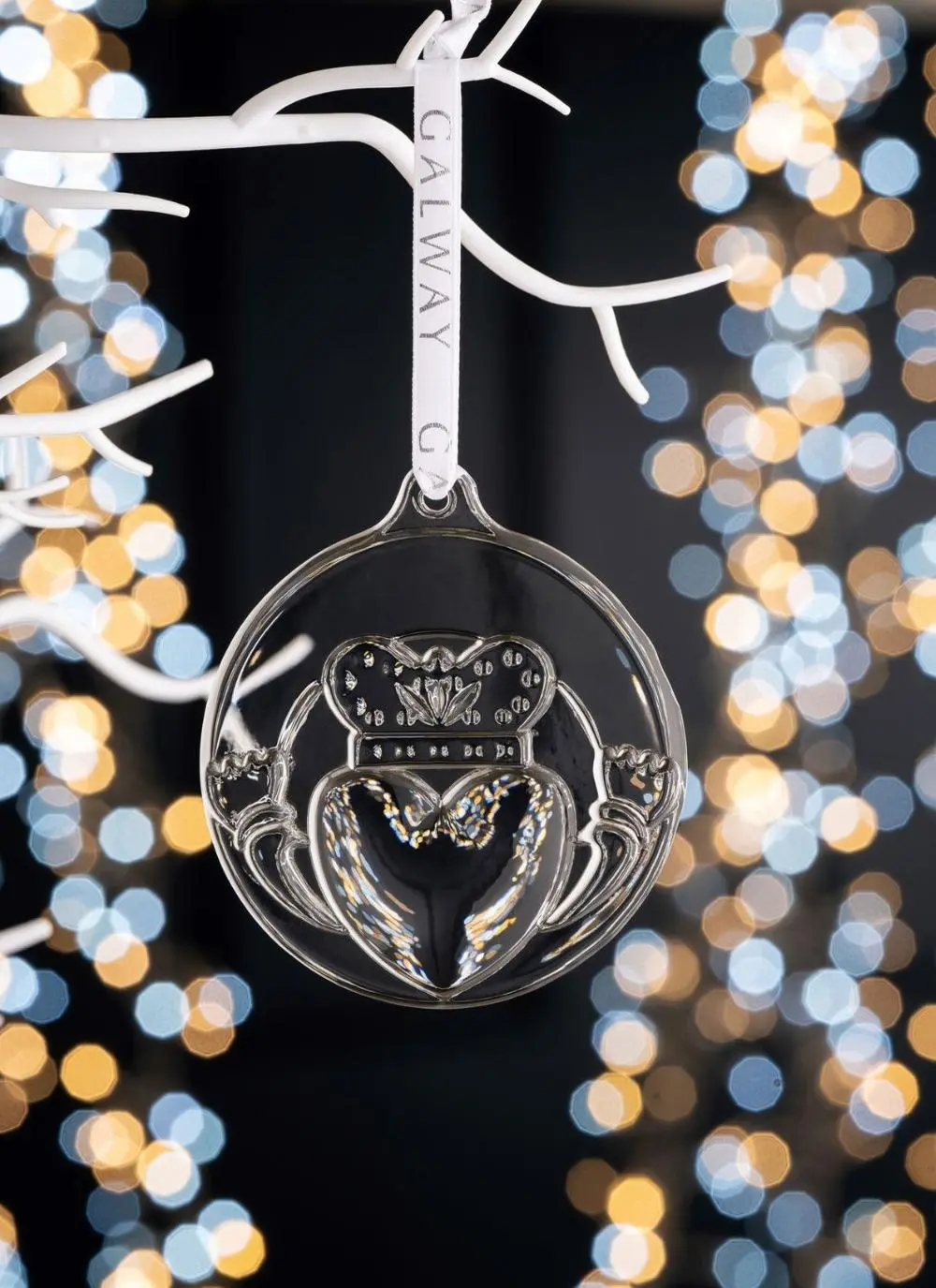 Galway Crystal Claddagh Hanging Ornament – Collectible Christmas Accent