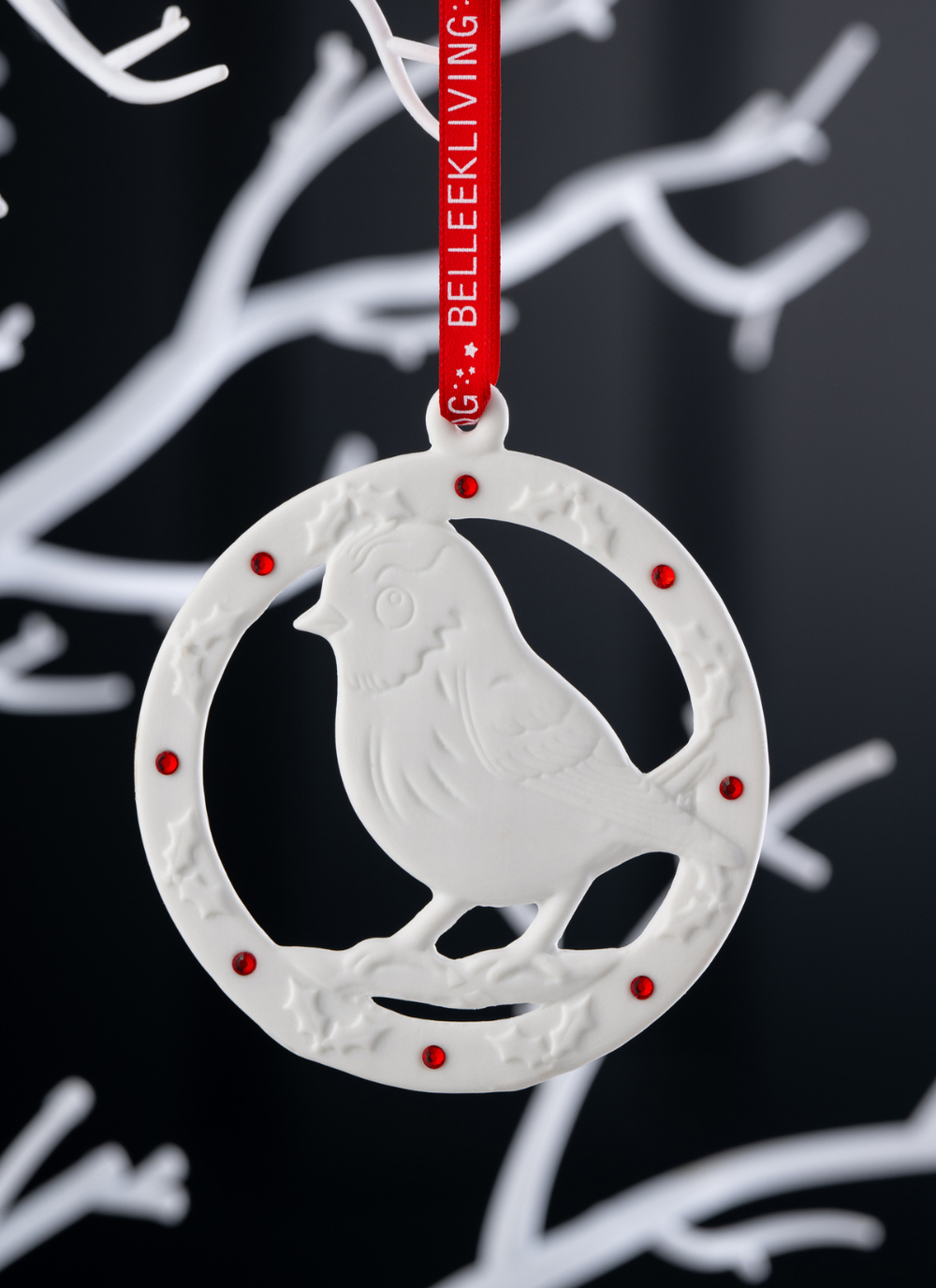 Belleek Festive Robin Hanging Ornament