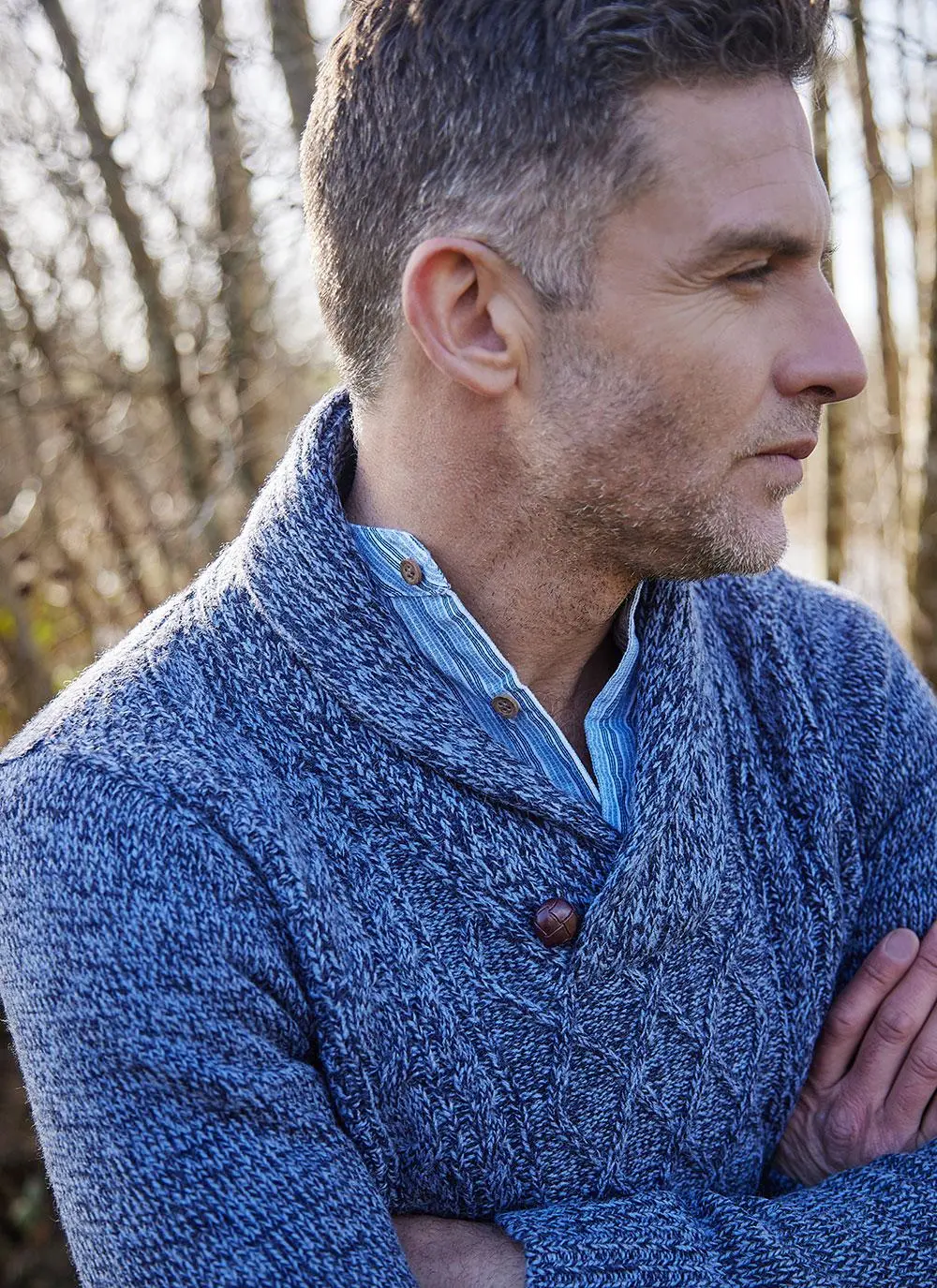 Brendan Shawl Collar Aran Sweater