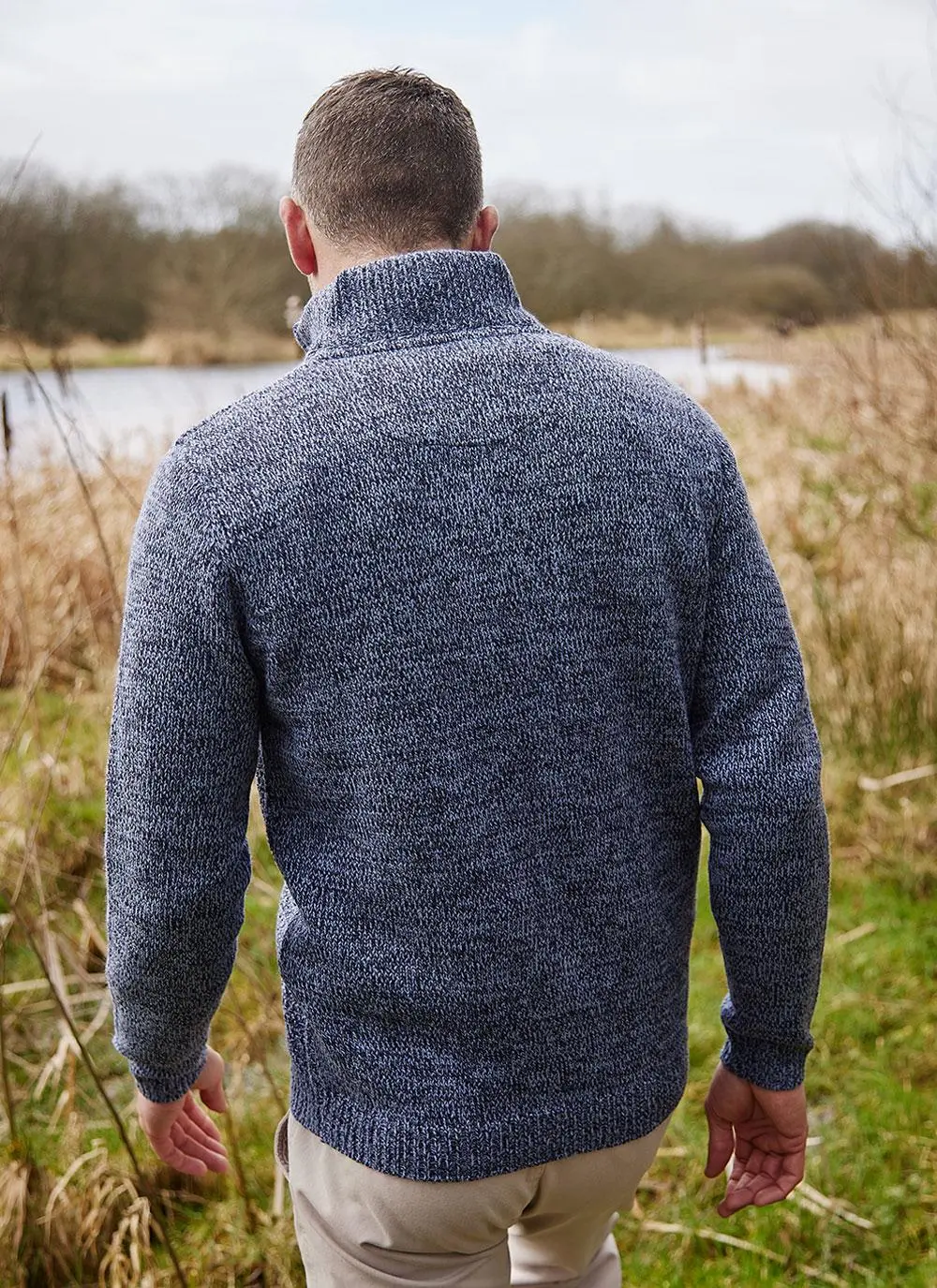 Liam Zip Neck Aran Sweater