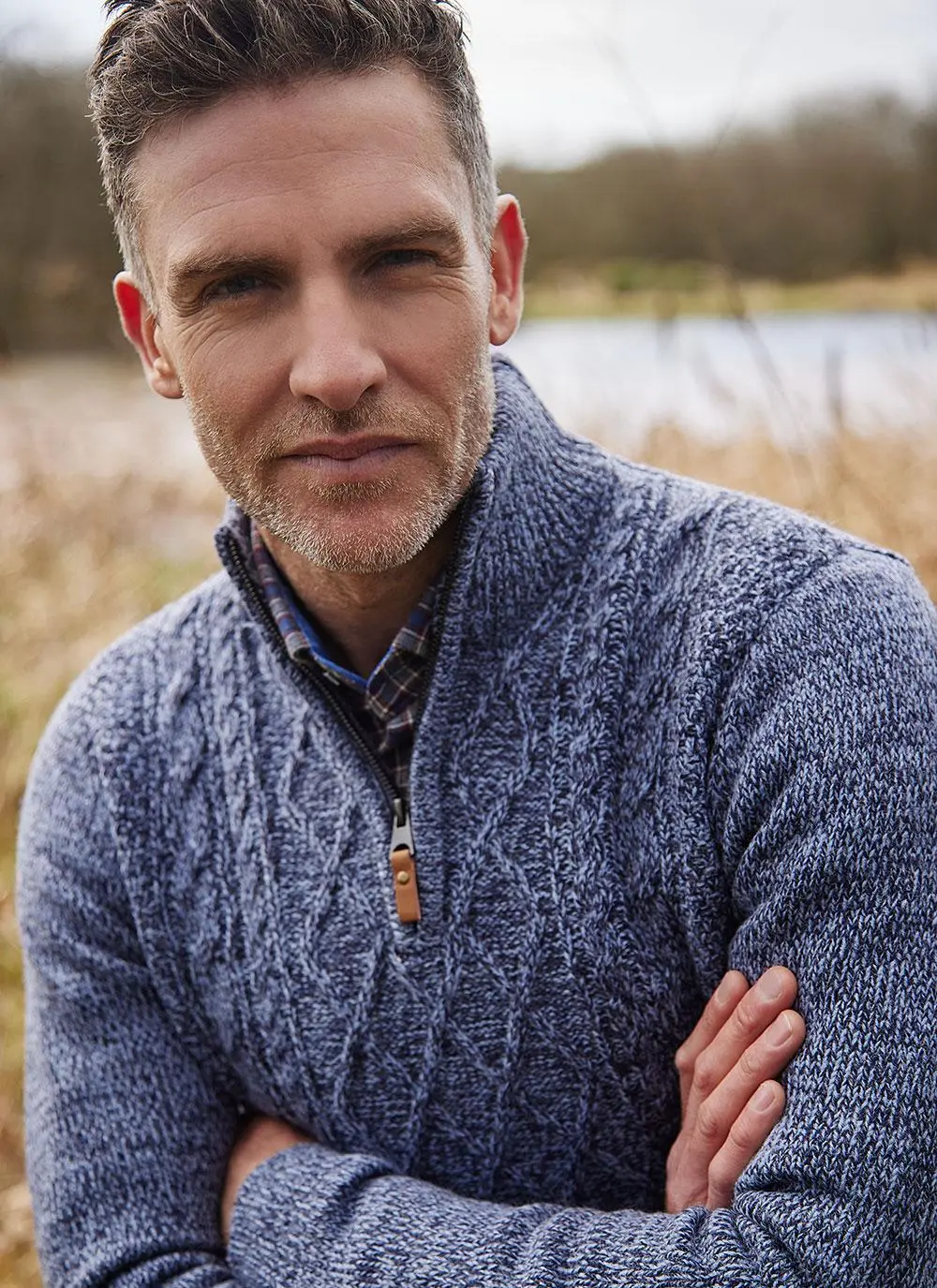 Liam Zip Neck Aran Sweater