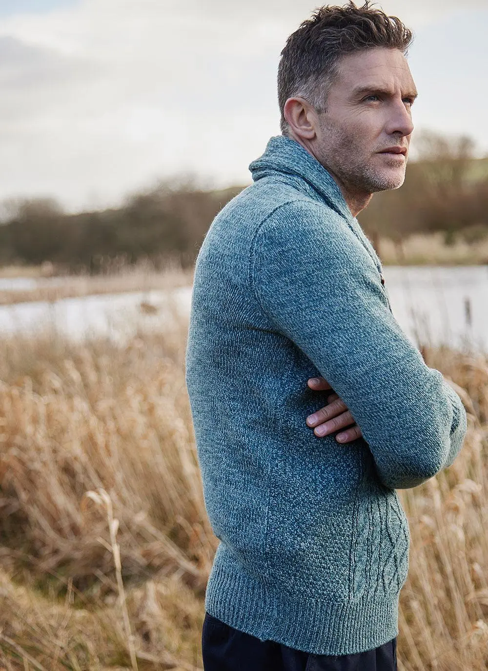 Brendan Shawl Collar Aran Sweater