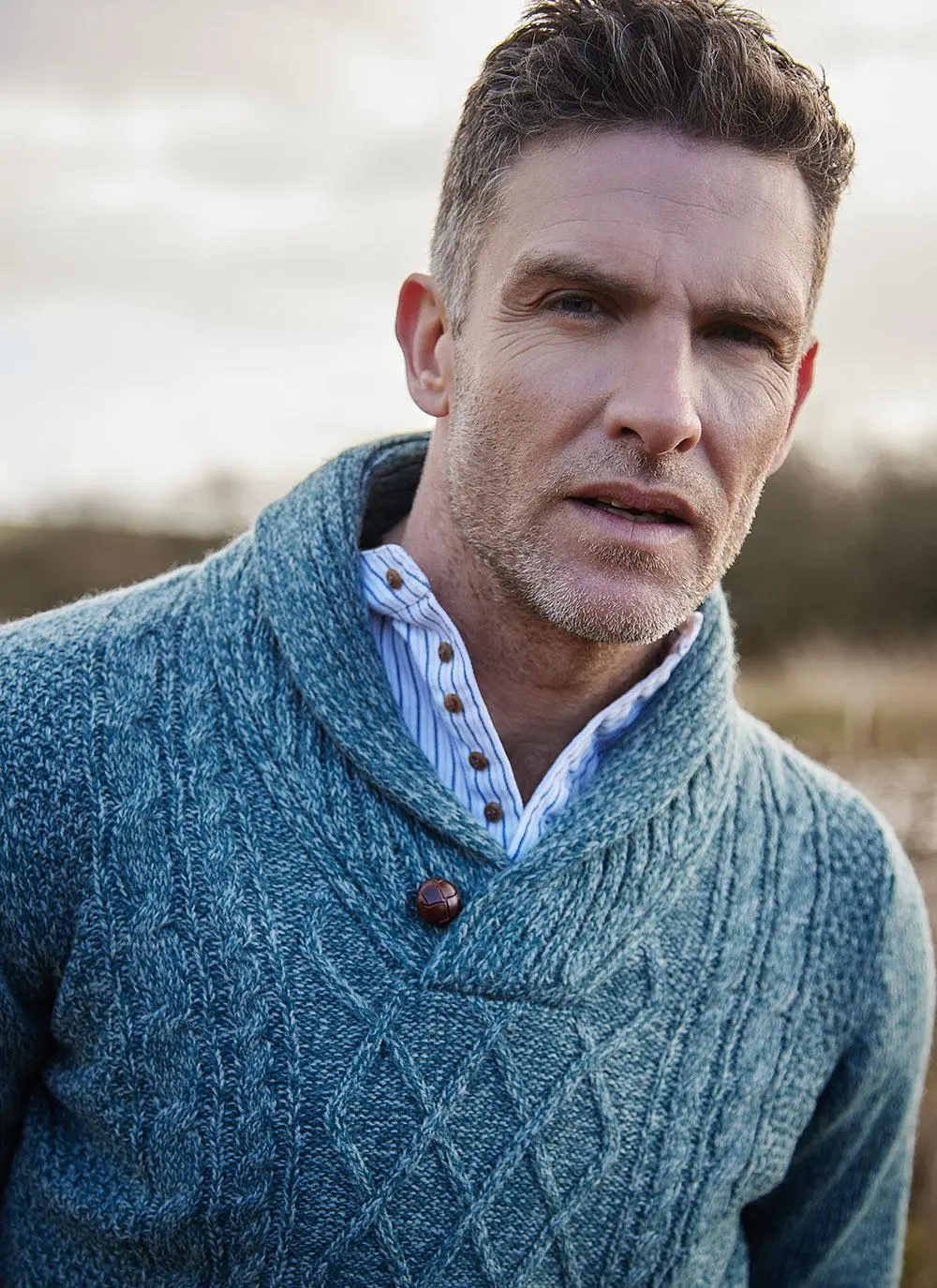 Brendan Shawl Collar Aran Sweater