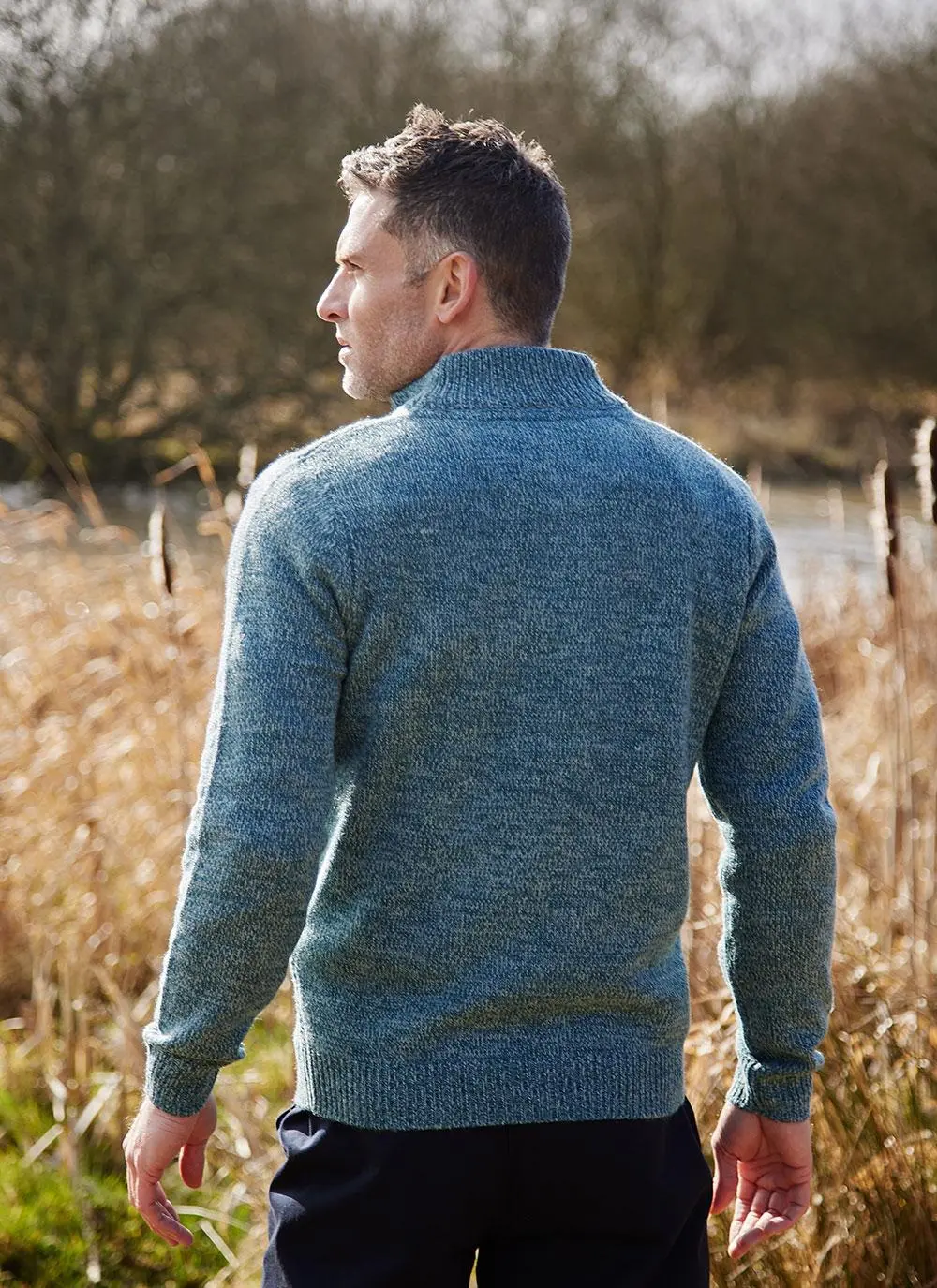 Kieran Button Neck Aran Sweater