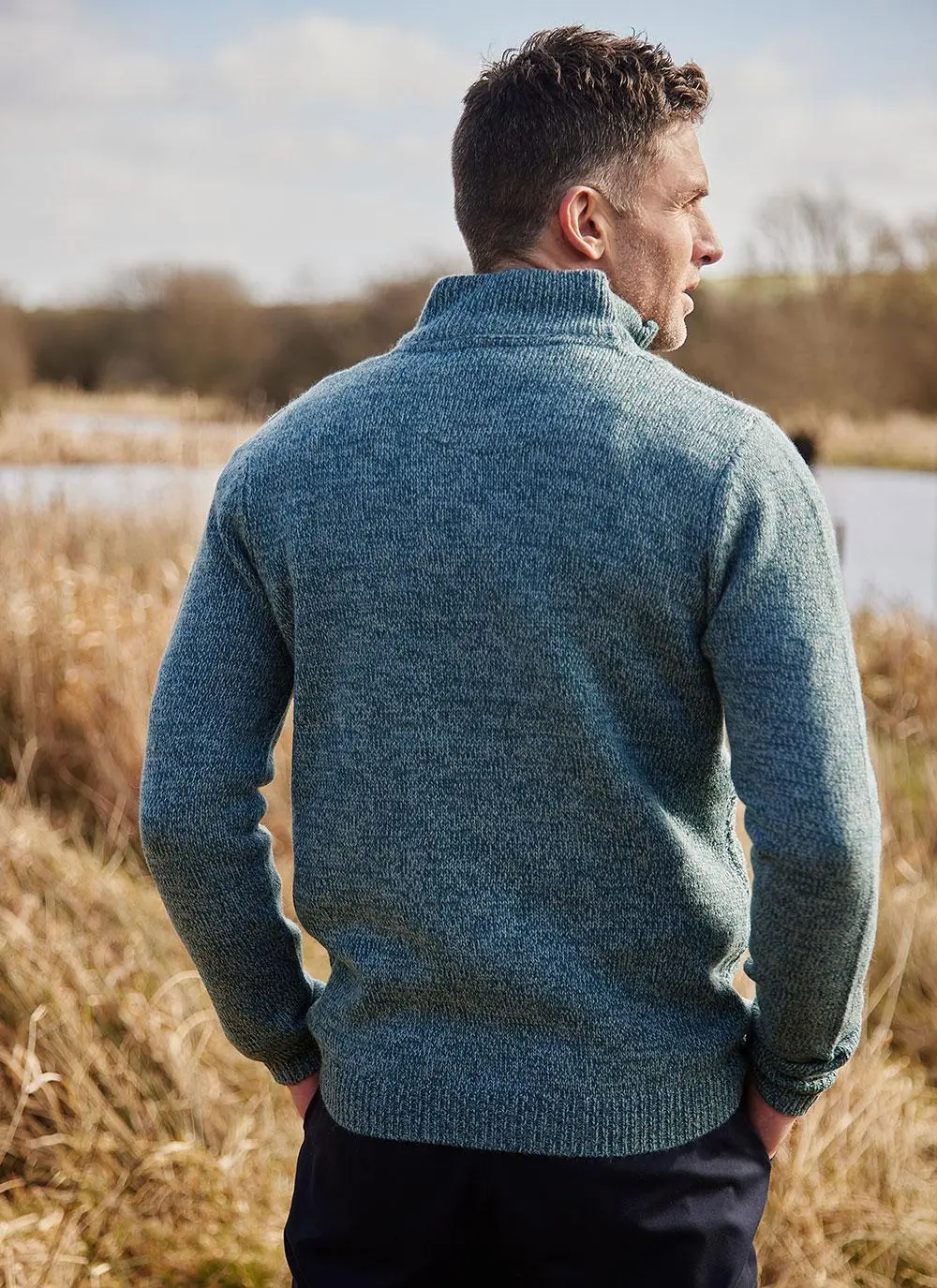 Liam Zip Neck Aran Sweater