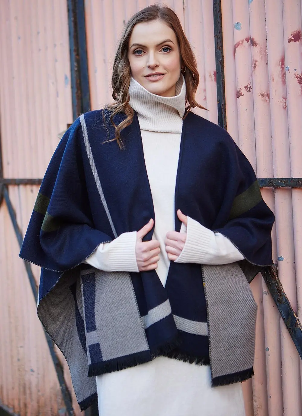 Navy Tartan Wrap