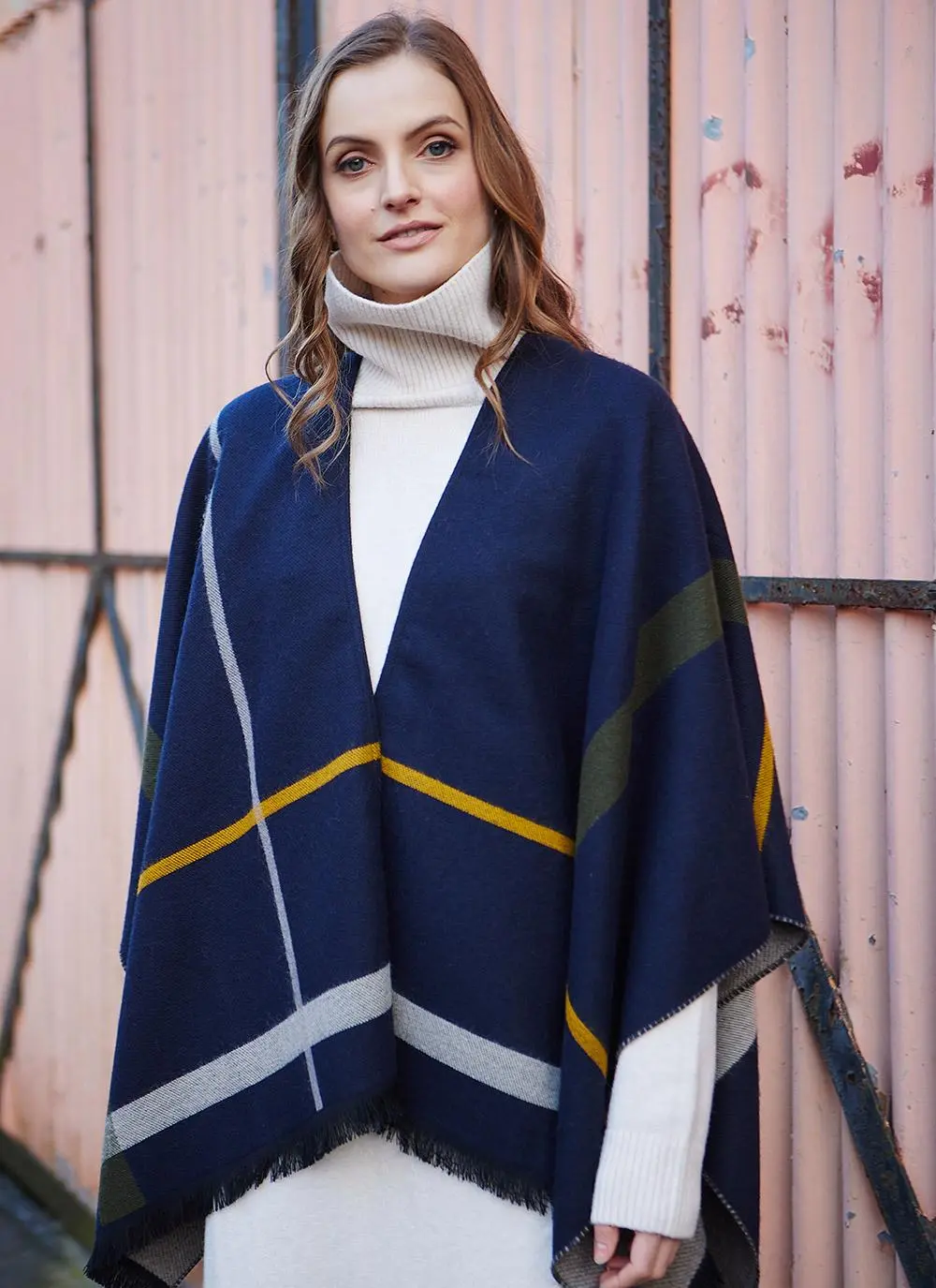Navy Tartan Wrap