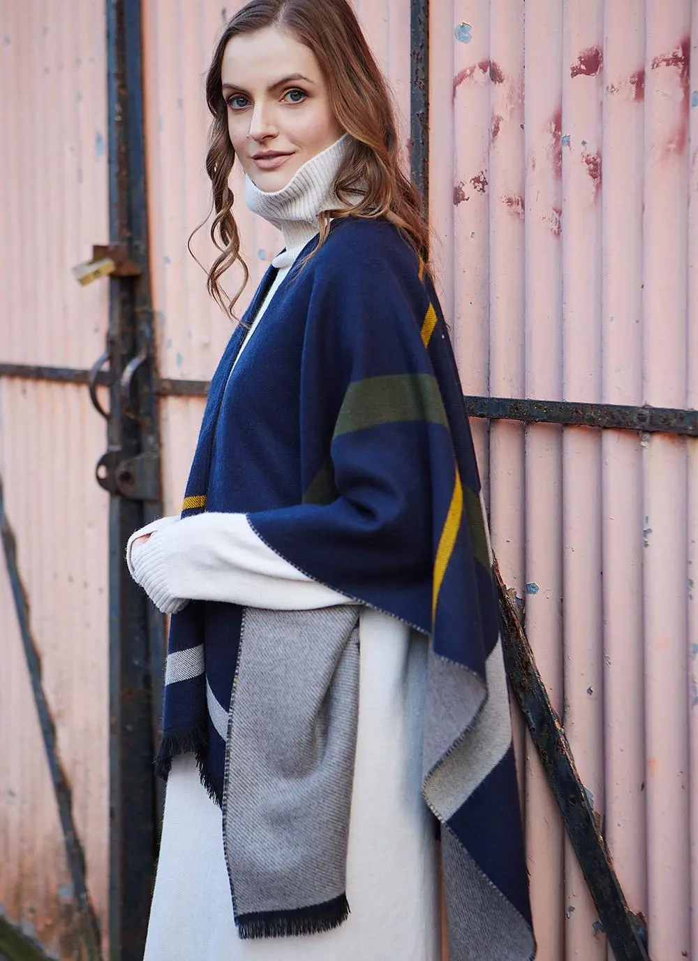 Navy Tartan Wrap